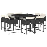 Casa si Gradina - Gradina si terasa - Mobilier exterior - Seturi mobila gradina - Set mobilier de gradina cu perne, 9 piese, negru, poliratan - Infinity.ro