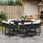 Casa si Gradina - Gradina si terasa - Mobilier exterior - Seturi mobila gradina - Set mobilier de gradina cu perne, 9 piese, negru, poliratan - Infinity.ro