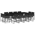 Casa si Gradina - Gradina si terasa - Mobilier exterior - Seturi mobila gradina - Set mobilier de gradina cu perne, 13 piese, negru, poliratan - Infinity.ro