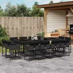 Casa si Gradina - Gradina si terasa - Mobilier exterior - Seturi mobila gradina - Set mobilier de gradina cu perne, 13 piese, negru, poliratan - Infinity.ro