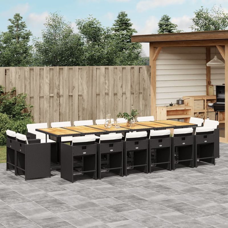 Casa si Gradina - Gradina si terasa - Mobilier exterior - Seturi mobila gradina - Set mobilier de gradina cu perne, 17 piese, negru, poliratan - Infinity.ro