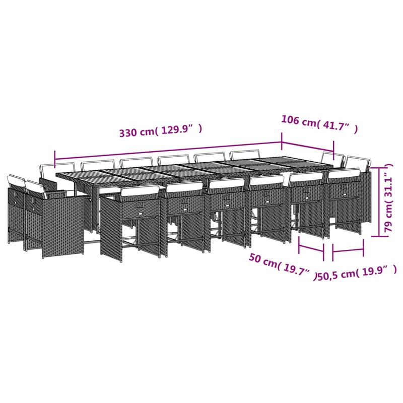 Casa si Gradina - Gradina si terasa - Mobilier exterior - Seturi mobila gradina - Set mobilier de gradina cu perne, 17 piese, negru, poliratan - Infinity.ro