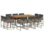 Casa si Gradina - Gradina si terasa - Mobilier exterior - Seturi mobila gradina - Set mobilier de gradina cu perne, 11 piese, gri, poliratan - Infinity.ro