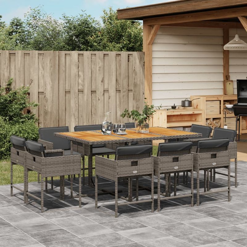 Casa si Gradina - Gradina si terasa - Mobilier exterior - Seturi mobila gradina - Set mobilier de gradina cu perne, 11 piese, gri, poliratan - Infinity.ro
