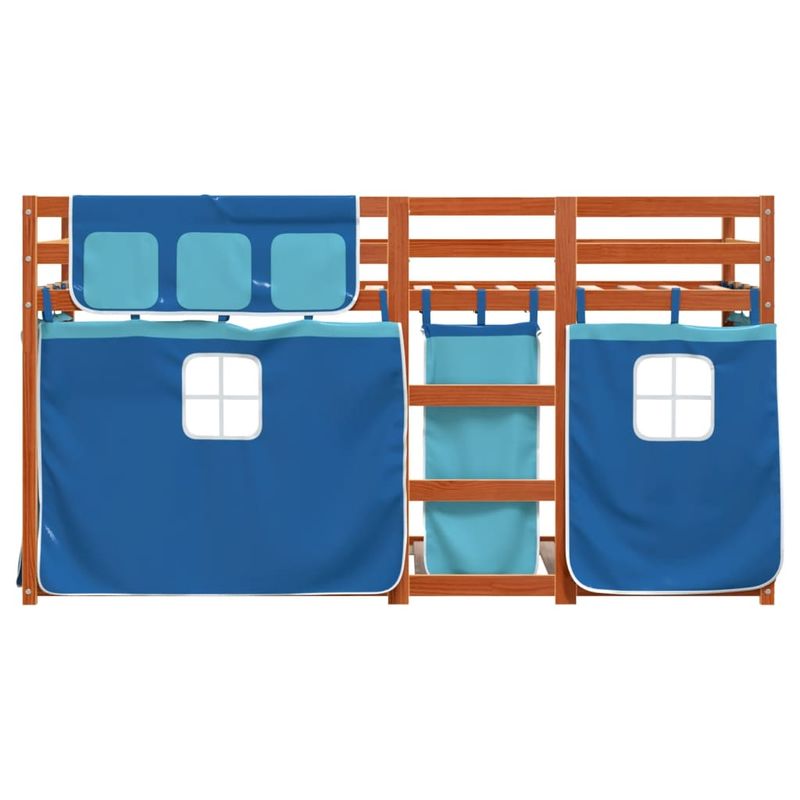 Casa si Gradina - Mobilier - Paturi si accesorii - Paturi - Pat supraetajat cu perdele, albastru, 80x200 cm, lemn masiv pin - Infinity.ro