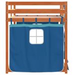 Casa si Gradina - Mobilier - Paturi si accesorii - Paturi - Pat supraetajat cu perdele, albastru, 80x200 cm, lemn masiv pin - Infinity.ro