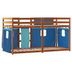 Casa si Gradina - Mobilier - Paturi si accesorii - Paturi - Pat supraetajat cu perdele, albastru, 80x200 cm, lemn masiv pin - Infinity.ro
