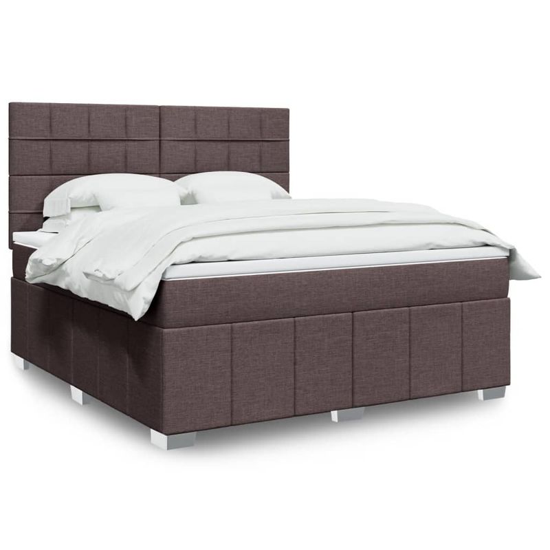 Casa si Gradina - Mobilier - Paturi si accesorii - Paturi - Pat continental cu saltea maro inchis 180x200cm material textil - Infinity.ro