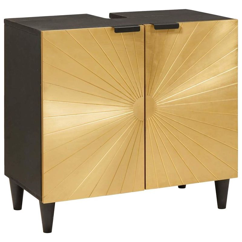 Casa si Gradina - Mobilier - Seturi de mobilier - Seturi baie - Seturi de mobilier pentru baie cu raft 2 pcs Negru si Aur - Infinity.ro