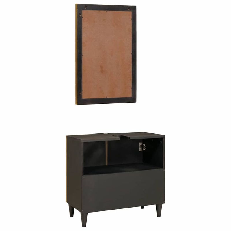 Casa si Gradina - Mobilier - Seturi de mobilier - Seturi baie - Seturi de mobilier pentru baie cu raft 2 pcs Negru si Aur - Infinity.ro