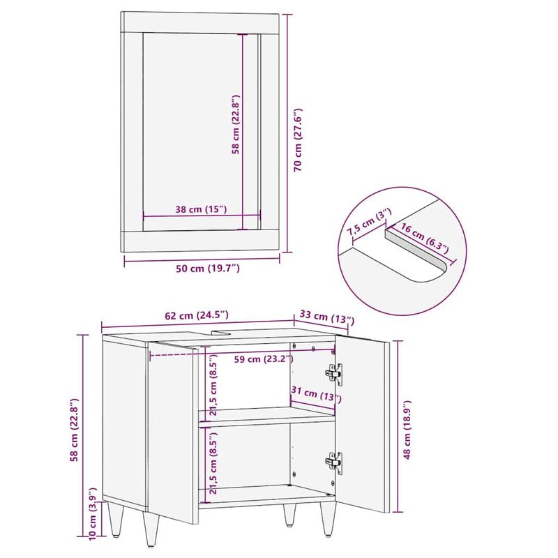 Casa si Gradina - Mobilier - Seturi de mobilier - Seturi baie - Seturi de mobilier pentru baie cu raft 2 pcs Negru si Aur - Infinity.ro