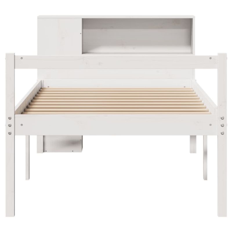Casa si Gradina - Mobilier - Paturi si accesorii - Paturi - Pat cu biblioteca fara saltea, alb, 75x190 cm, lemn masiv pin - Infinity.ro