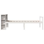Casa si Gradina - Mobilier - Paturi si accesorii - Paturi - Pat cu biblioteca fara saltea, alb, 75x190 cm, lemn masiv pin - Infinity.ro