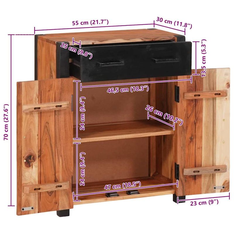 Casa si Gradina - Mobilier - Comode si corpuri - Comode - Bufet 2 pcs Maro 110 x 30 x 75 cm Lemn masiv de acacia - Infinity.ro