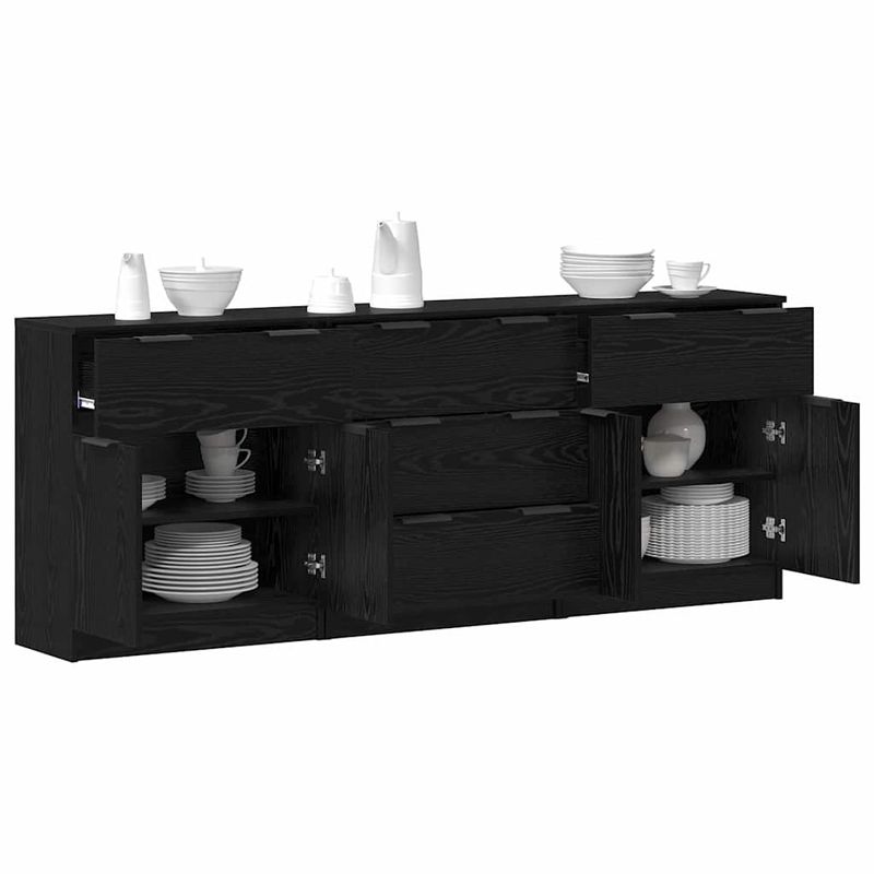 Casa si Gradina - Mobilier - Comode si corpuri - Comode - Bufet 3 pcs Stejar negru 60 x 30 x 70 cm Lemn compozit - Infinity.ro