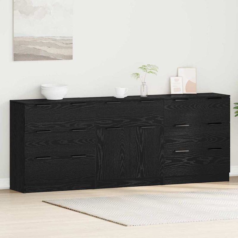 Casa si Gradina - Mobilier - Comode si corpuri - Comode - Bufet 3 pcs Stejar negru 60 x 30 x 70 cm Lemn compozit - Infinity.ro