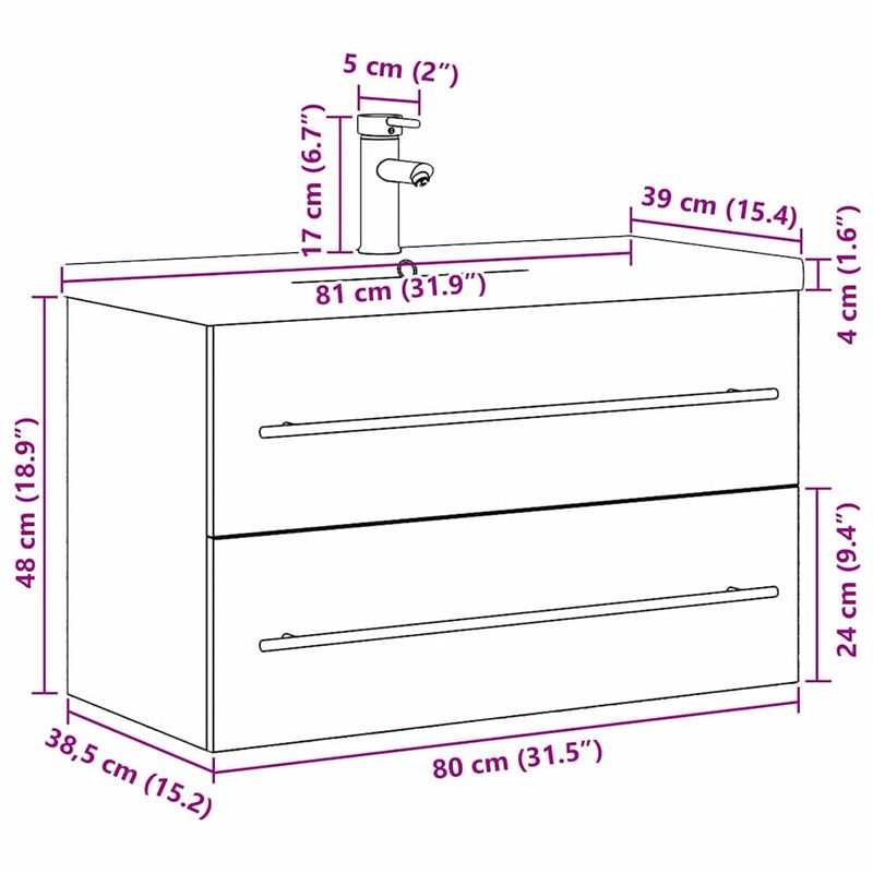 Casa si Gradina - Mobilier - Mobilier baie - Comode baie - Comoda pentru Chiuveta de Baie Lemn vechi 80 x 38.5 x 48 cm - Infinity.ro