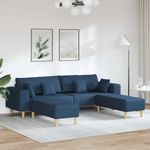 Casa si Gradina - Mobilier - Canapele si coltare - Canapele - Canapea din material textil cu perna 3 pcs albastru 208 cm tesatura - Infinity.ro