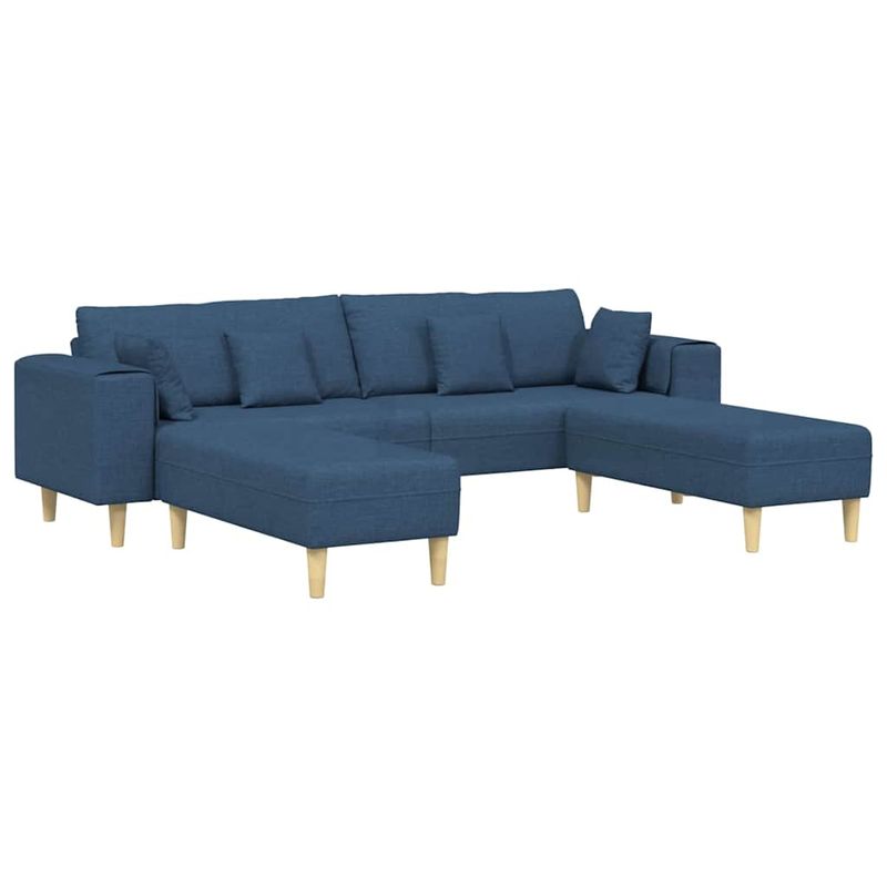 Casa si Gradina - Mobilier - Canapele si coltare - Canapele - Canapea din material textil cu perna 3 pcs albastru 208 cm tesatura - Infinity.ro