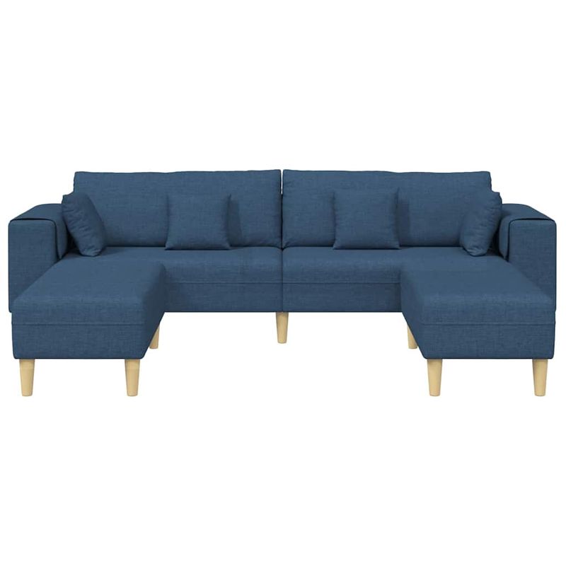 Casa si Gradina - Mobilier - Canapele si coltare - Canapele - Canapea din material textil cu perna 3 pcs albastru 208 cm tesatura - Infinity.ro