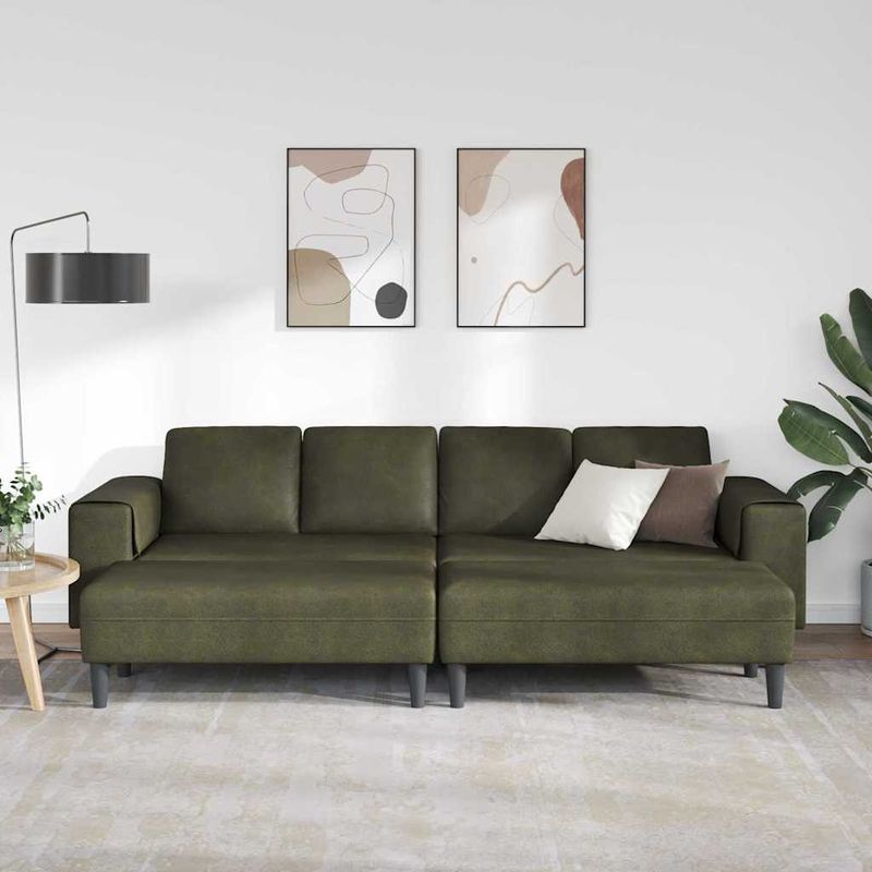 Casa si Gradina - Mobilier - Canapele si coltare - Canapele - Set de canapea 3 pcs Verde militar Piele ecologica de suede - Infinity.ro