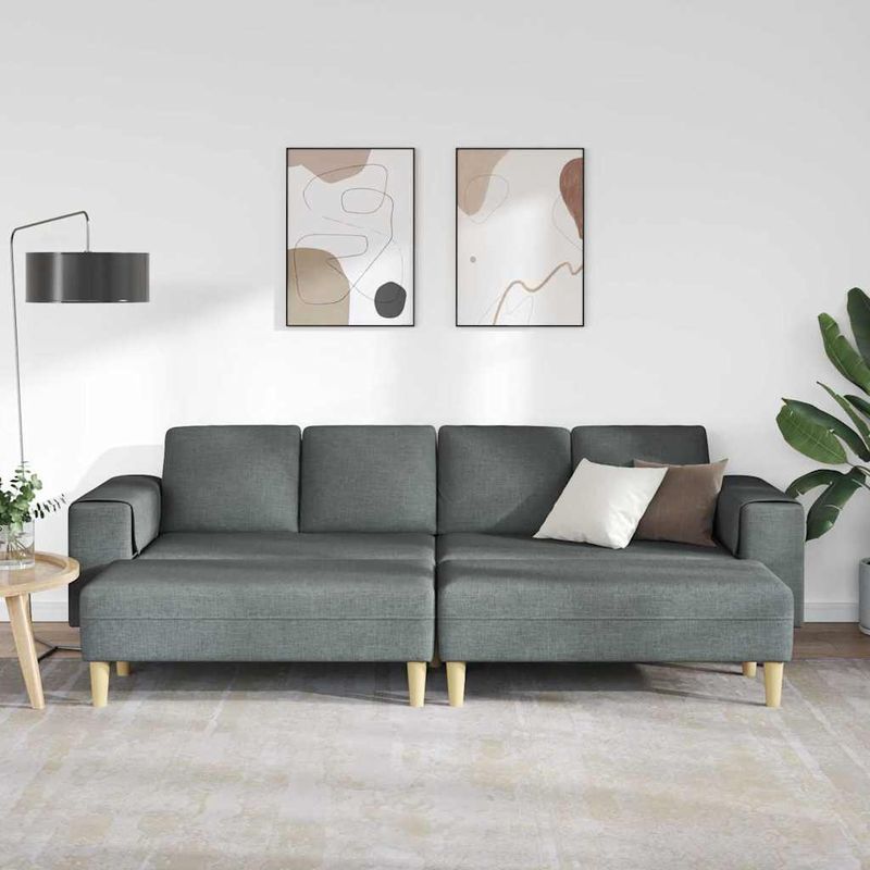 Casa si Gradina - Mobilier - Canapele si coltare - Canapele - Set de canapea 3 pcs Gri inchis tesatura - Infinity.ro