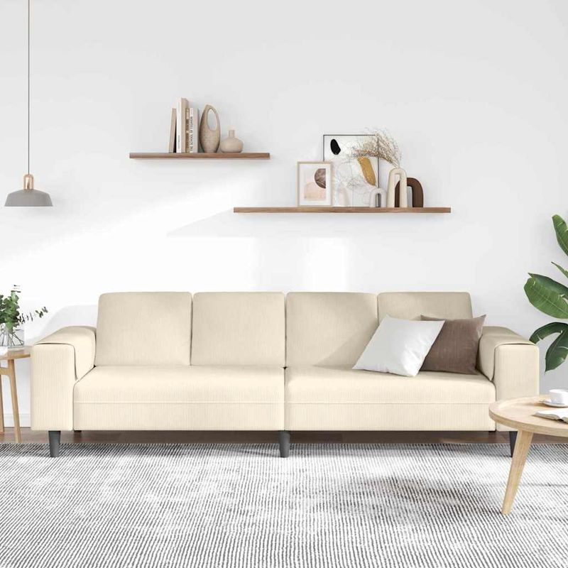 Casa si Gradina - Mobilier - Canapele si coltare - Canapele - Canapea din material textil cu perna Crem 208 cm Tesatura de catifea - Infinity.ro