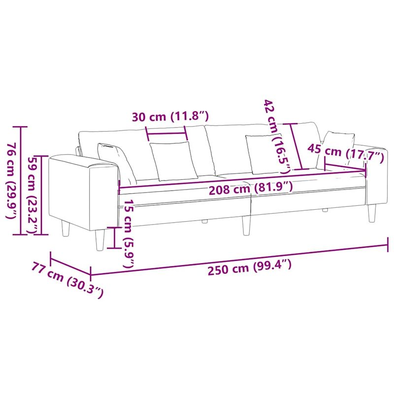 Casa si Gradina - Mobilier - Canapele si coltare - Canapele - Canapea din material textil cu perna Gri inchis 208 cm tesatura - Infinity.ro