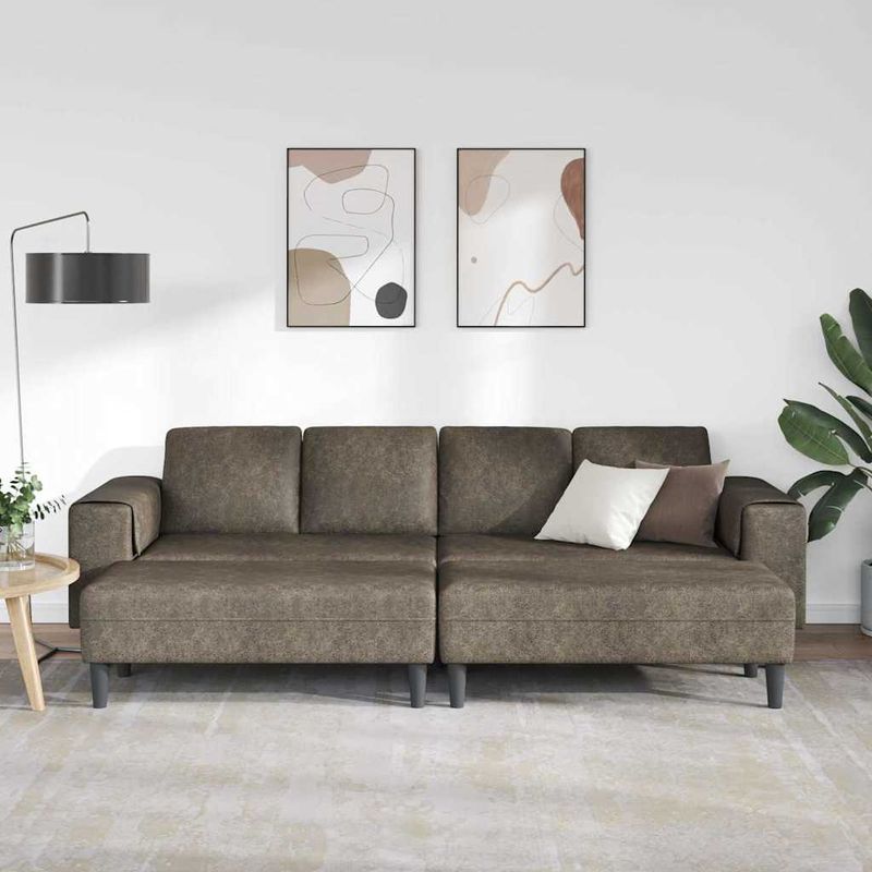 Casa si Gradina - Mobilier - Canapele si coltare - Canapele - Set de canapea 3 pcs Gri inchis Piele ecologica de suede - Infinity.ro