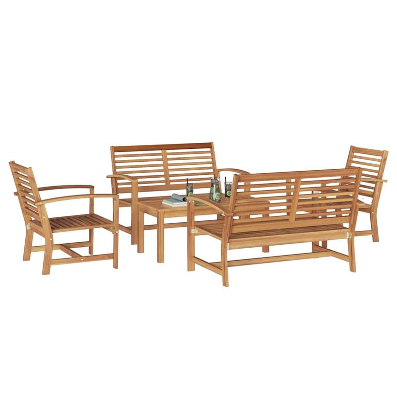 Casa si Gradina - Gradina si terasa - Mobilier exterior - Seturi mobila gradina - Set de canapele pentru gradina 5 pcs natural Lemn masiv de tec - Infinity.ro