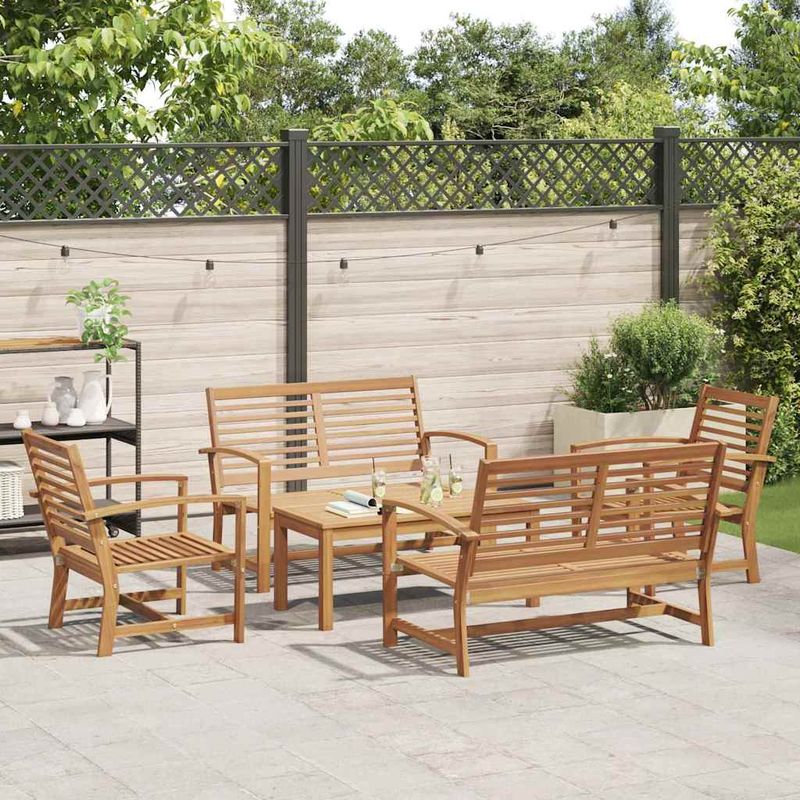 Casa si Gradina - Gradina si terasa - Mobilier exterior - Seturi mobila gradina - Set de canapele pentru gradina 5 pcs natural Lemn masiv de tec - Infinity.ro