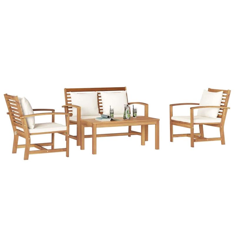 Casa si Gradina - Gradina si terasa - Mobilier exterior - Seturi mobila gradina - Set de canapele pentru gradina 4 pcs natural Lemn masiv de tec - Infinity.ro