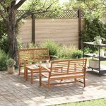 Casa si Gradina - Gradina si terasa - Mobilier exterior - Seturi mobila gradina - Set de canapele pentru gradina 3 pcs natural Lemn masiv de tec - Infinity.ro
