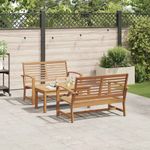 Casa si Gradina - Gradina si terasa - Mobilier exterior - Seturi mobila gradina - Set de canapele pentru gradina 3 pcs natural Lemn masiv de tec - Infinity.ro