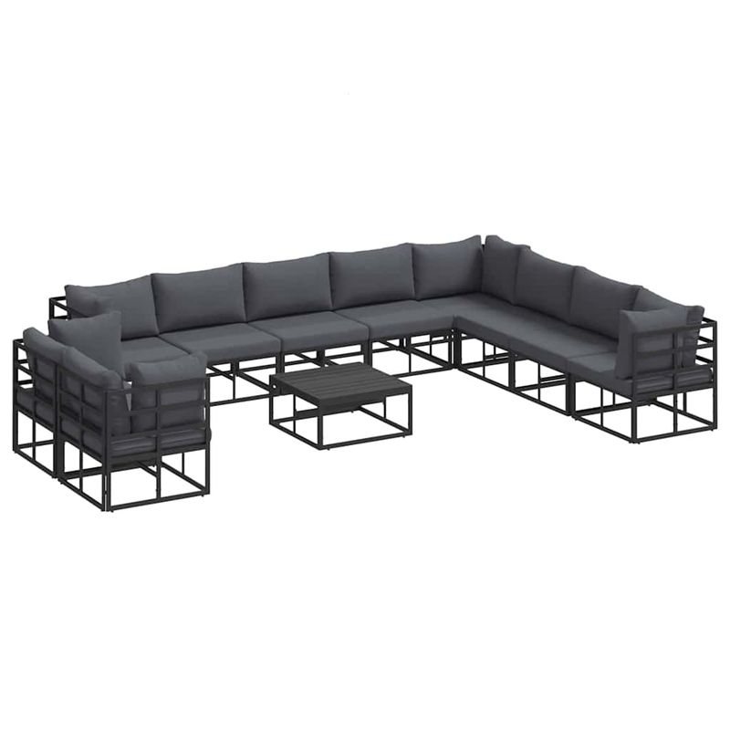 Casa si Gradina - Gradina si terasa - Mobilier exterior - Seturi mobila gradina - Set de canapele pentru gradina cu perna 11 pcs Negru Aluminiu - Infinity.ro