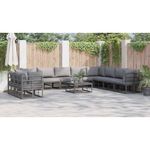Casa si Gradina - Gradina si terasa - Mobilier exterior - Seturi mobila gradina - Set de canapele pentru gradina cu perna 11 pcs Negru Aluminiu - Infinity.ro