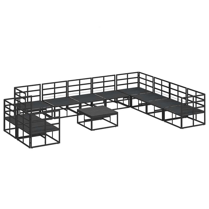 Casa si Gradina - Gradina si terasa - Mobilier exterior - Seturi mobila gradina - Set de canapele pentru gradina cu perna 11 pcs Negru Aluminiu - Infinity.ro
