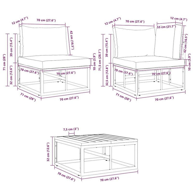 Casa si Gradina - Gradina si terasa - Mobilier exterior - Seturi mobila gradina - Set de canapele pentru gradina cu perna 11 pcs Negru Aluminiu - Infinity.ro