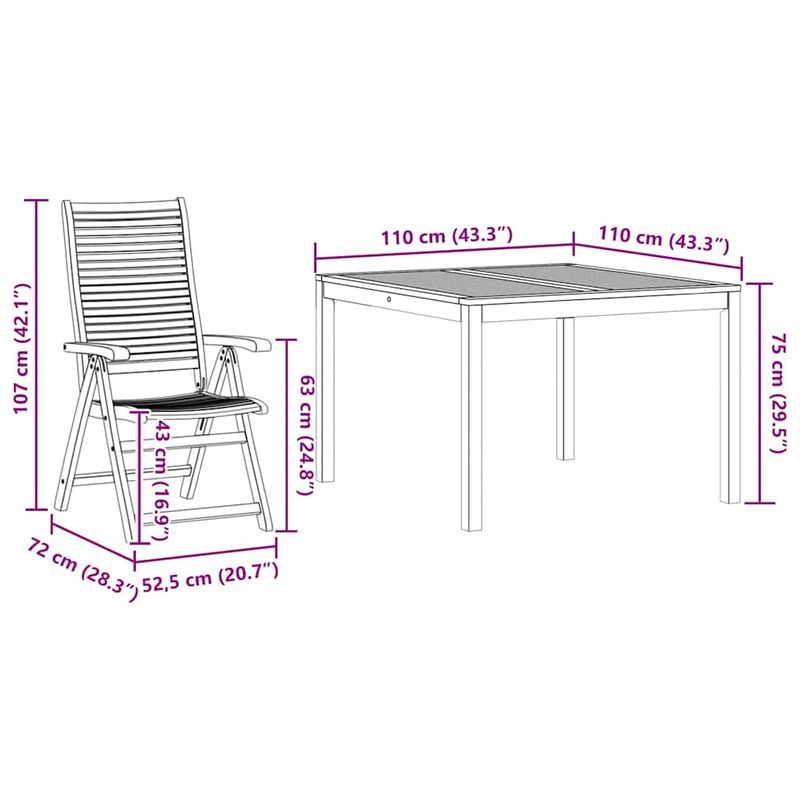 Casa si Gradina - Gradina si terasa - Mobilier exterior - Mese gradina - Set de masa pentru gradina 5 pcs Maro Lemn Solid de Acacia - Infinity.ro