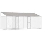 Petshop - Accesorii petshop - Culcusuri si custi - Custi interior si exterior - Cusca pentru caine Argintiu 600 x 200 x 256 cm Otel Galvanizat - Infinity.ro