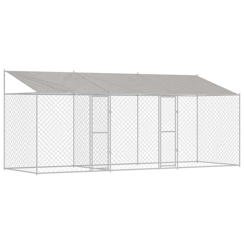 Petshop - Accesorii petshop - Culcusuri si custi - Custi interior si exterior - Cusca pentru caine Argintiu 600 x 200 x 256 cm Otel Galvanizat - Infinity.ro
