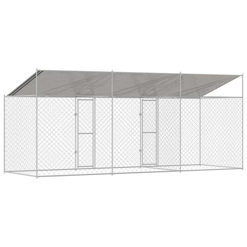 Petshop - Accesorii petshop - Culcusuri si custi - Custi interior si exterior - Cusca pentru caine Argintiu 600 x 200 x 256 cm Otel Galvanizat - Infinity.ro
