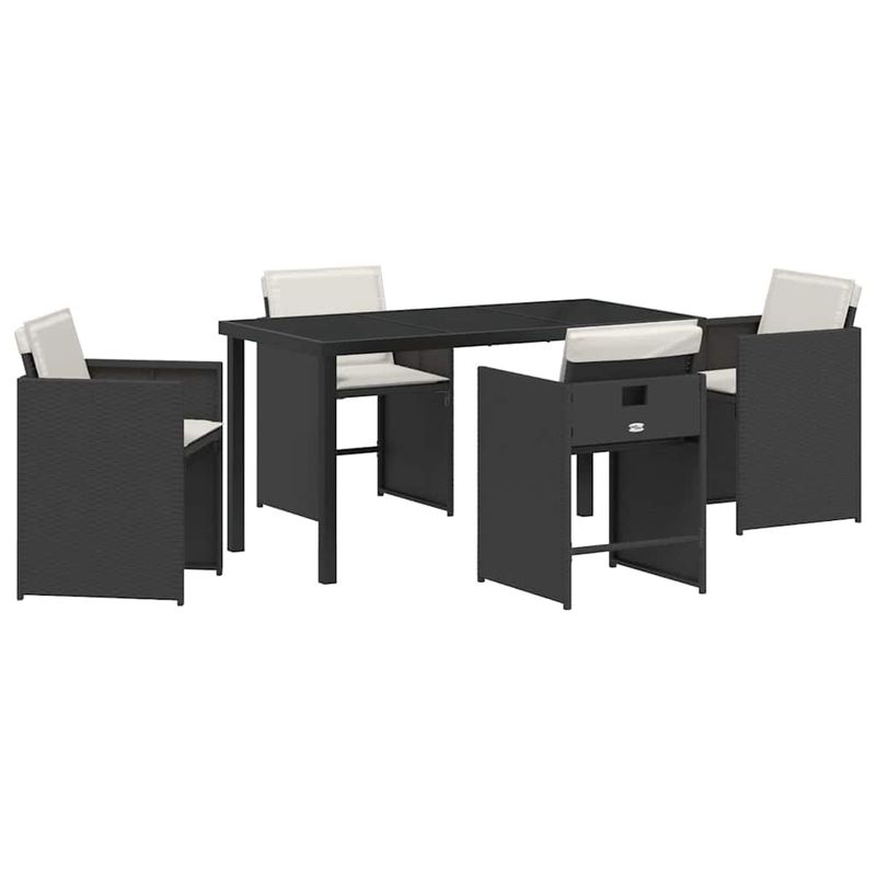 Casa si Gradina - Gradina si terasa - Mobilier exterior - Scaune si sezlonguri gradina - Set de masa pentru gradina 5 pcs Negru poliratan - Infinity.ro