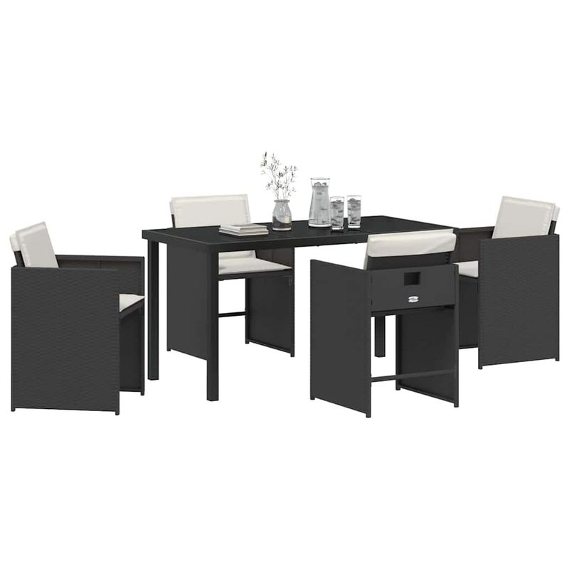 Casa si Gradina - Gradina si terasa - Mobilier exterior - Scaune si sezlonguri gradina - Set de masa pentru gradina 5 pcs Negru poliratan - Infinity.ro
