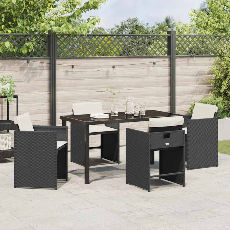 Casa si Gradina - Gradina si terasa - Mobilier exterior - Scaune si sezlonguri gradina - Set de masa pentru gradina 5 pcs Negru poliratan - Infinity.ro