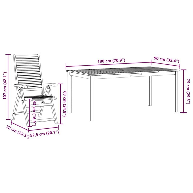 Casa si Gradina - Gradina si terasa - Mobilier exterior - Mese gradina - Set de masa pentru gradina 7 pcs Maro Lemn Solid de Acacia - Infinity.ro