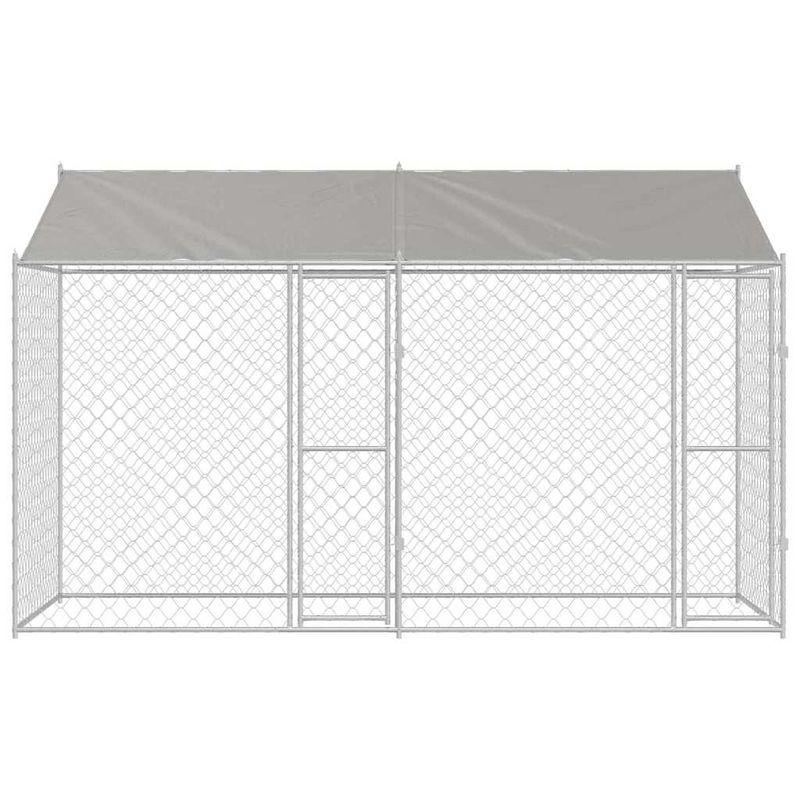 Petshop - Accesorii petshop - Culcusuri si custi - Custi interior si exterior - Cusca pentru caine Argintiu 400 x 200 x 256 cm Otel Galvanizat - Infinity.ro
