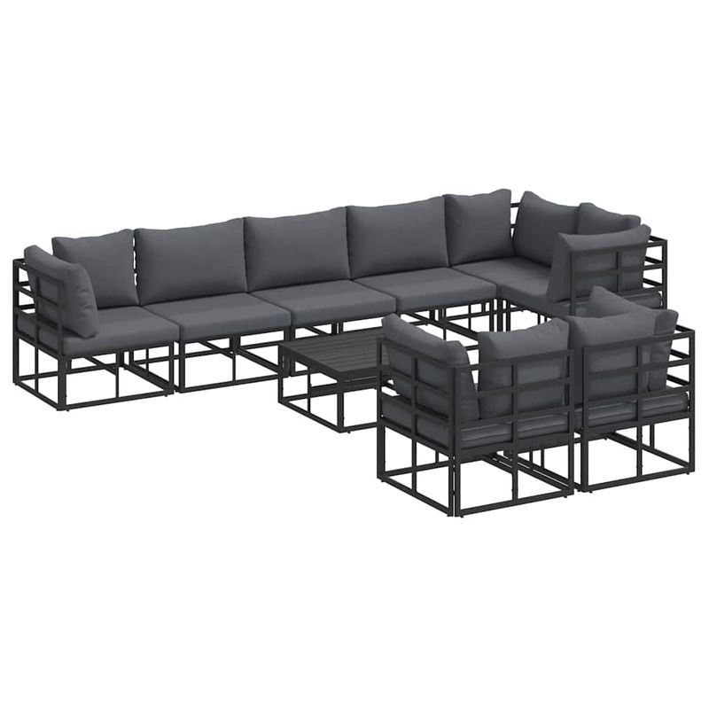 Casa si Gradina - Gradina si terasa - Mobilier exterior - Seturi mobila gradina - Set de canapele pentru gradina cu perna 9 pcs Negru Aluminiu - Infinity.ro