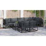 Casa si Gradina - Gradina si terasa - Mobilier exterior - Seturi mobila gradina - Set de canapele pentru gradina cu perna 9 pcs Negru Aluminiu - Infinity.ro
