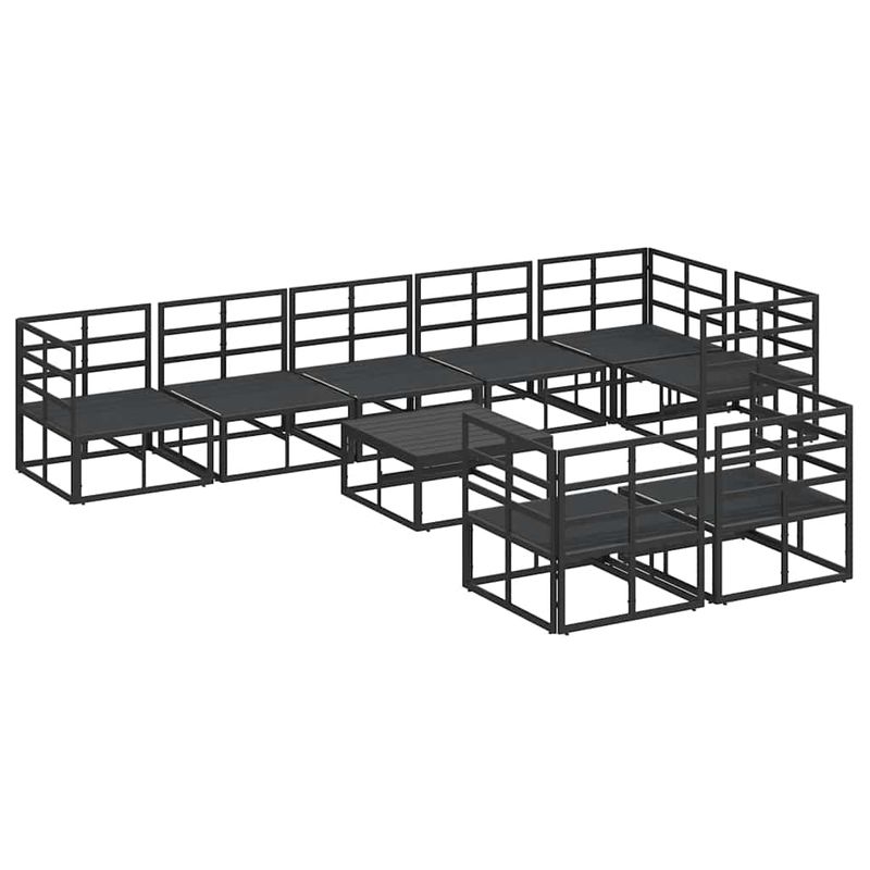 Casa si Gradina - Gradina si terasa - Mobilier exterior - Seturi mobila gradina - Set de canapele pentru gradina cu perna 9 pcs Negru Aluminiu - Infinity.ro